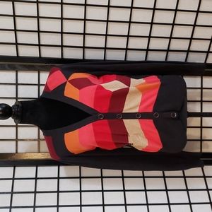 Cabi Colorblock Argyle Stripe Cardigan Sweater Women Size Medium